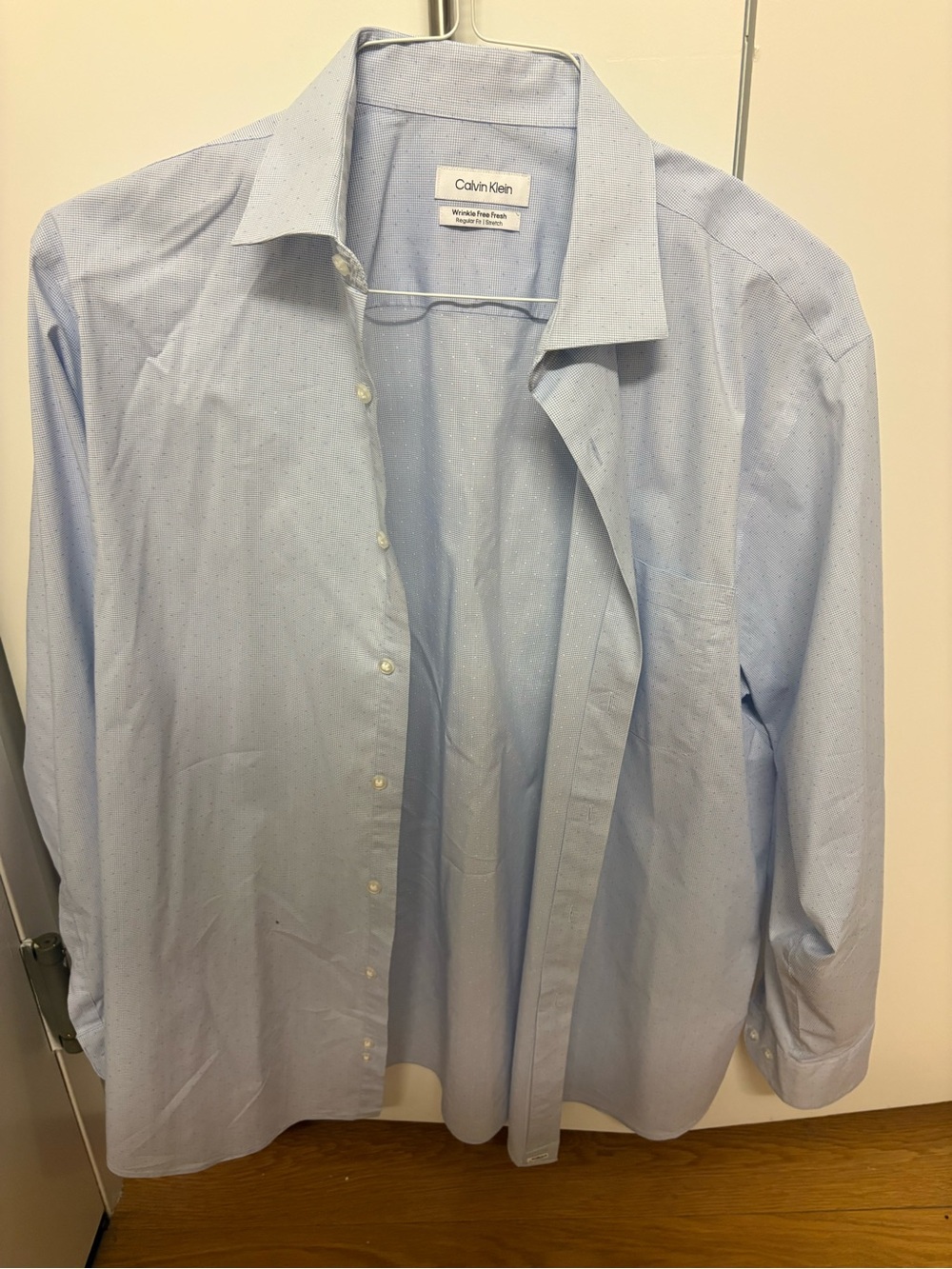 Calvin Klein Light Blue Men's Dress Shirt with Subtle Dot Texture